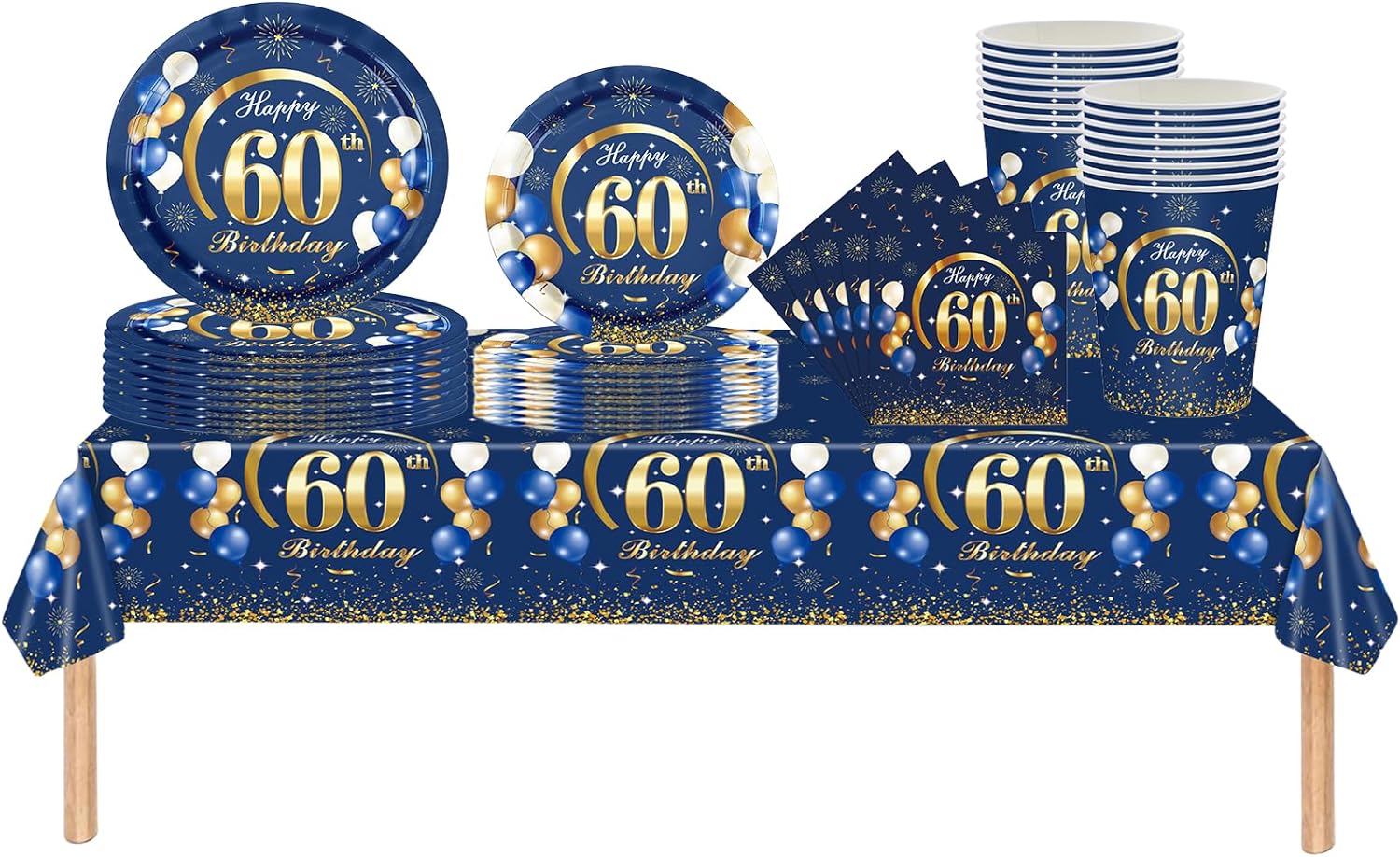 Table Number Gold - 네이비 골드 60 번째 생일 장식,