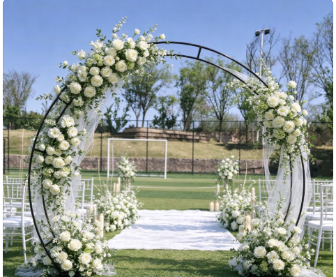 골드 웨딩 아치 스탠드, 이중 원형 웨딩 파티 용품,  - Wedding Decor Supply Store 리뷰 및 가격