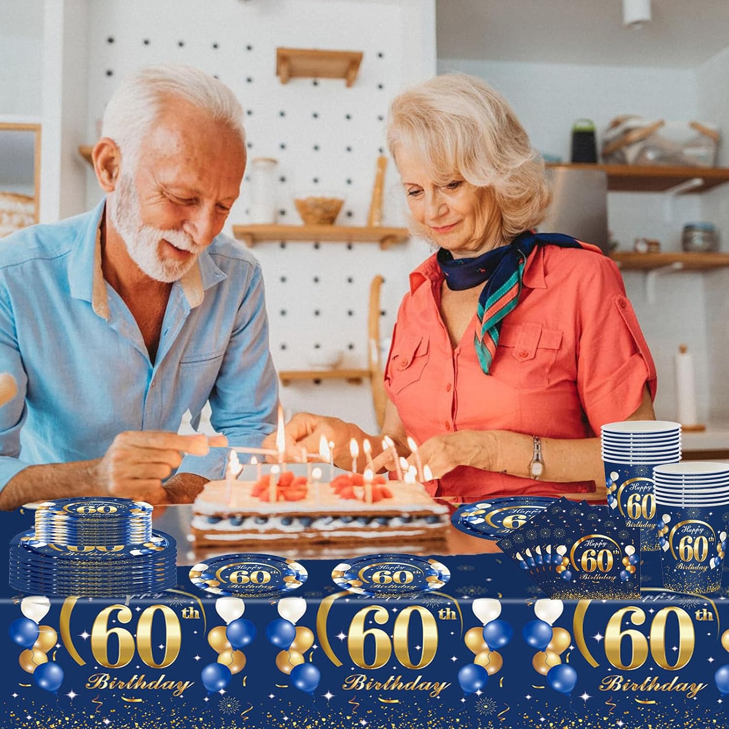 네이비 골드 60 번째 생일 장식, 해피 60 번째 생 - Table Number Gold 리뷰 및 가격